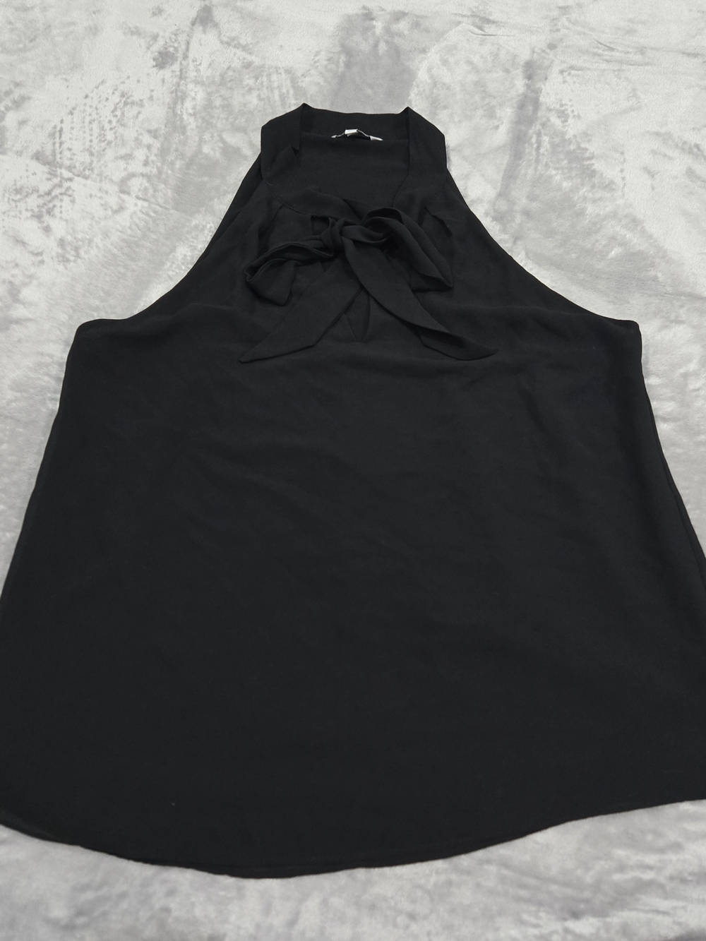 Naked Zebra Black Halter Tie-Front Womens Tank Top Size Large Lined Pleated Back